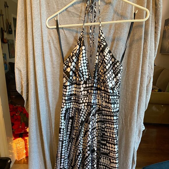 Alyn Paige Dresses & Skirts - Alyn Paige New York Black White Sleeveless Print Halter Maxi Dress Size 3/4